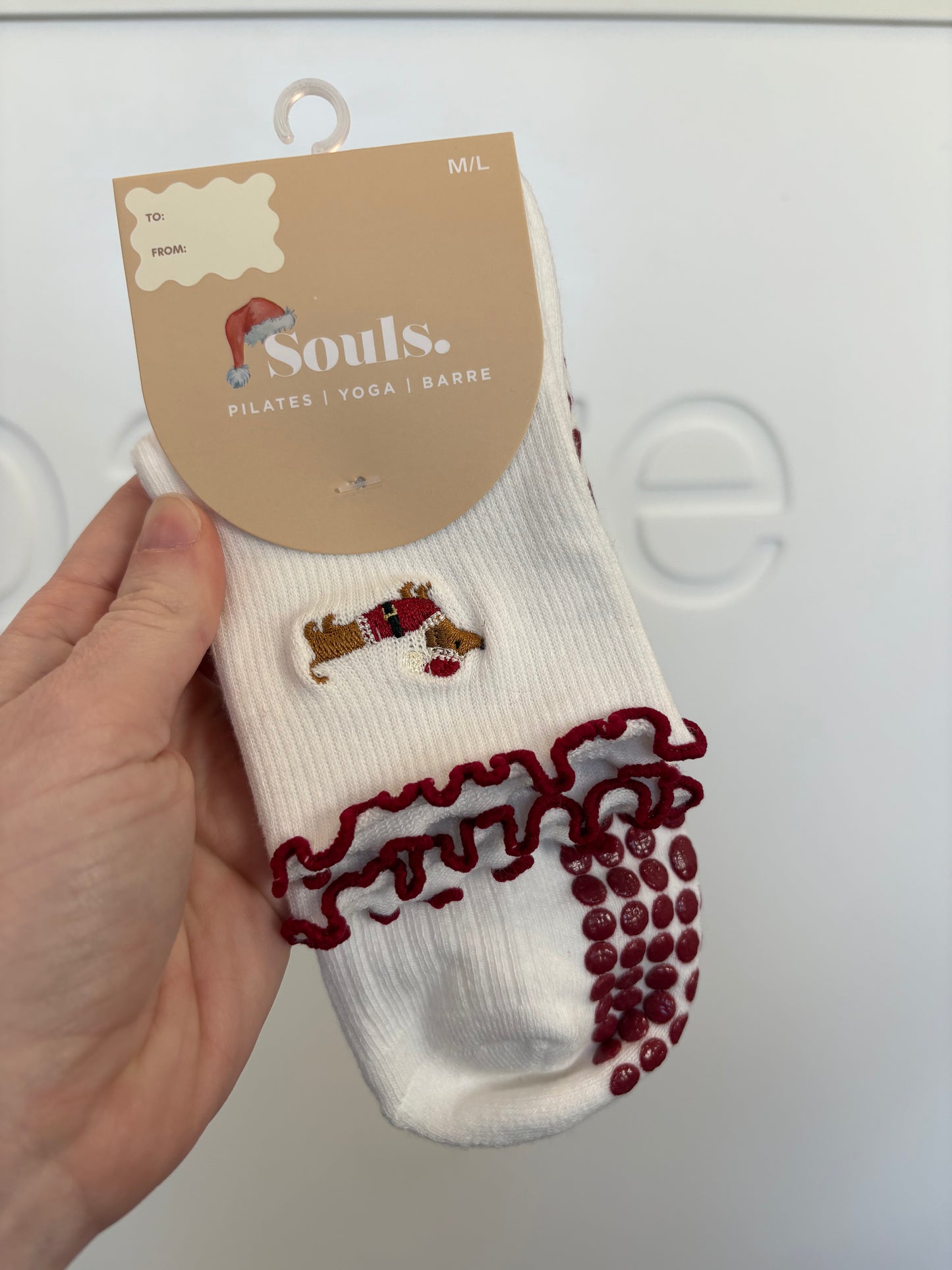Wiener Dog Santa Grip Socks